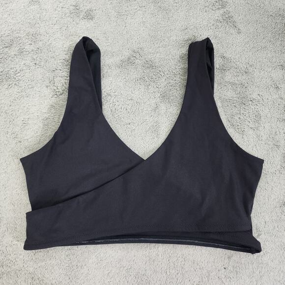 Fabletics Sports Bra Womens M Black Low Impact Crossover Minimalist Yoga Workout - Picture 1 of 6